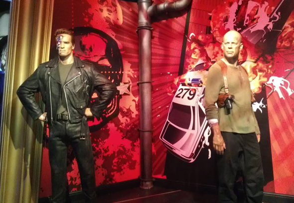Arnold Schwarzenegger i Bruce Willis w Madame Tussauds w Londynie